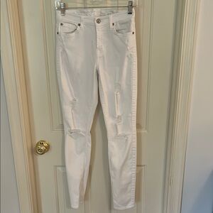 Seven for All Mankind White Distressed Skinny Jeans